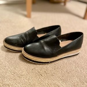 Women’s black platform loafers